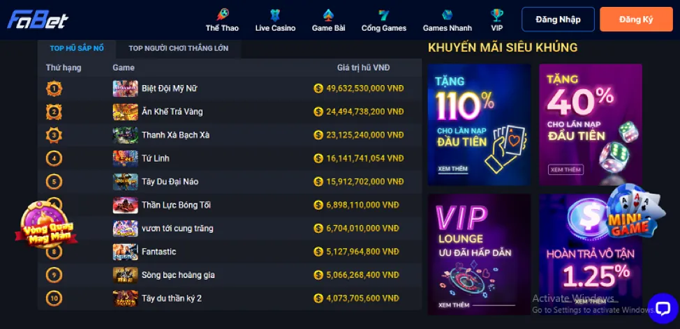 Bảng cấp độ VIP của bibet link mới